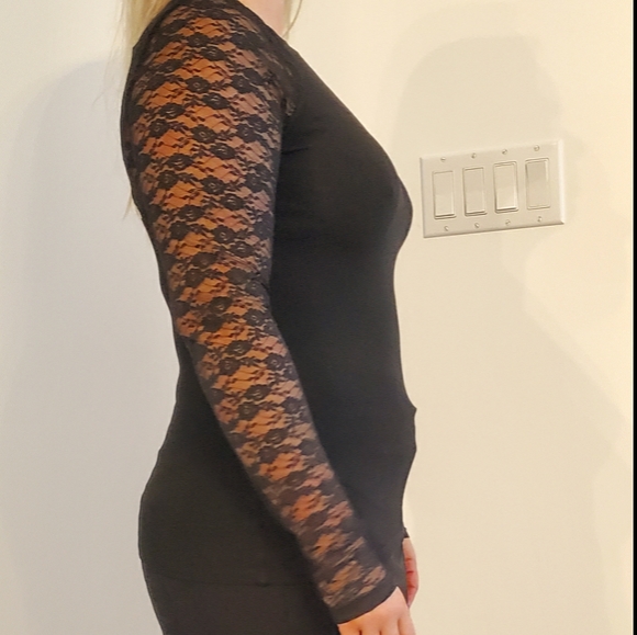 Black H&M long sleeve lace top - Picture 4 of 9